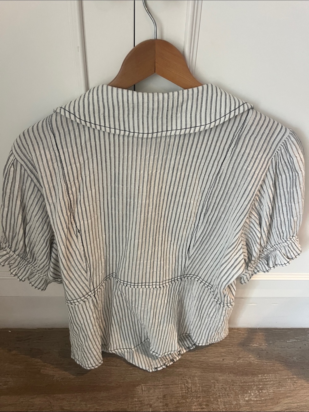 Pilcro Ivory Ruffled Short-Sleeve Button Front Blouse - Picture 6 of 6